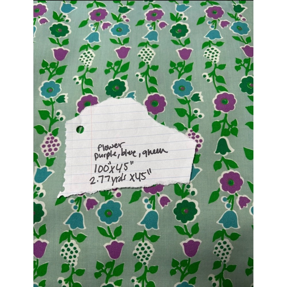 ✨ GORGEOUS GROOVY FLOWER VTG COTTON FABRIC - Burlington 2.7 yards 100"x45" 1971 - Picture 4 of 4